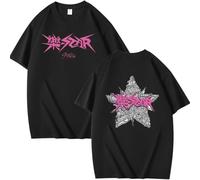 Silver Basic KPOP Stray-Kids Tshirt da Donna Girocollo Manica Corta 100% Cotone Tee Donna Uomo Streetwear Abiti alla Moda Domi-Nate World Tour T-Shirt M,Black-1