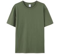 Silver Basic Maglietta Maniche Corte da Uomo Girocollo Oversize Basic T-Shirt in 100% Cotone, Stile Casual,Tinta Unita, varietà di Colori, Taglie da XS a 6XL M,ArmyGreen-1
