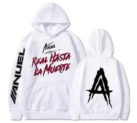 Silver Basic Rapper Anuel AA Stampato Felpe con Cappuccio 2D Real Hasta La Muerte Felpa Uomo Donna Giacca Pullover L,WhiteBlack-1