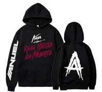 Silver Basic Rapper Anuel AA Stampato Felpe con Cappuccio 2D Real Hasta La Muerte Felpa Uomo Donna Giacca Pullover L,BlackWhite-1