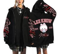 Silver Basic Stray-K1ds Felpa con Cappuccio Zip Up Casual Sweatshirts Y2K Maglie Manica Lunga Giacche Harajuku Han Felix Seungmin I.N XS,Black7-1