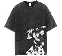 Silver Basic T-Shirt retrò in 100% Cotone da Uomo e Donna Anime Stampa Graphic Design Maglietta Arte Vintage Retro Design Tshirt XL,Black5-1