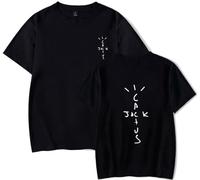 Silver Basic Travis Hip-Hop Vintage T-Shirt da Uomo e Donna Hip Hop Rap Casual Maglietta a Maniche Corte Girocollo Tee L,Black-1