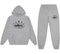 Silver Basic Tuta da jogging da uomo Y2K CTZ Tuta ampia con cappuccio Hip Hop Set da 2 Pezzi con Top Casual E Tuta Sportiva 4XL,GreyStar-1