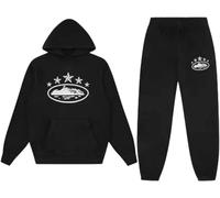 Silver Basic Tuta da jogging da uomo Y2K CTZ Tuta ampia con cappuccio Hip Hop Set da 2 Pezzi con Top Casual E Tuta Sportiva S,BlackStar-1