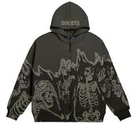Silver Basic Unisex Y2K Jacket Zip Up Hoodies Style Skeleton Felpe con Cappuccio da Uomo Fashion Punk Streetwear 90s E-Girl Top Anni 2000 Primavera Casual Vintage Rock Felpe S,Grigio Scuro-2