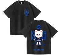 Silver Basic Uomo Donna Stra K1ds SKZ T-Shirt in 100% Cotone Maglietta Unisex Camicia BangChan Lee Know Changbin Hyunjin Han Felix Seungmin I.N M,Black3-1