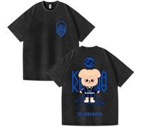 Silver Basic Uomo Donna Stra K1ds SKZ T-Shirt in 100% Cotone Maglietta Unisex Camicia BangChan Lee Know Changbin Hyunjin Han Felix Seungmin I.N L,Black6-1