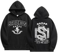 Silver Basic Uomo Donna Sweatshirt KPOP Stray-K1ds 5 Star Maniac Felpe con Cappuccio Gotico Harajuku Streetwear Unisex Hip-Hop Autunno/Inverno Pullover Hoodie M,Nero-2