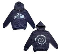 Silver Basic Uomo Donna Y2K Felpa con Cappuccio Star Pattern Harajuku Gothic Zipper Giacca Dark Academy Punk Top con Cappuccio a Manica Lunga Felpa Jacket L,Blu Navy-3