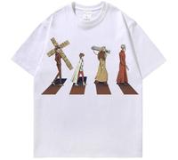 Silver Basic Uomo Harajuku Design Graphic Art Anime Maglietta Oversize T-Shirt retrò in 100% Cotone Unisex M,Bianco-1