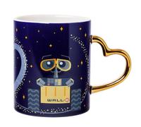Silver Buffalo Disney Pixar Wall-E and Eve - Set di 2 tazze in ceramica con manico a forma di cuore, 396,9 g