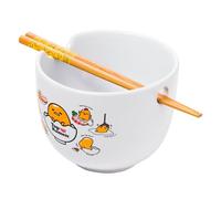 Silver Buffalo Gudetama Top Ramen Poses - Ciotola in ceramica per noodle con bacchette, 567 ml
