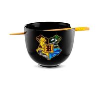 Silver Buffalo Harry Potter Hogwarts Crest - Set di stoviglie in ceramica per ramen, include ciotola per noodle da 590 ml e bacchette in legno