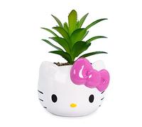 Silver Buffalo Sanrio Hello Kitty Face - Mini vaso in ceramica con piante grasse artificiali, 7,6 cm