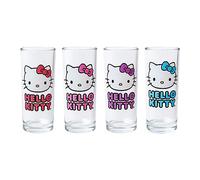 Silver Buffalo Sanrio Hello Kitty - Set di 4 bicchieri glitterati in vetro, 283,5 g