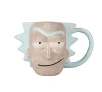 Silver Buffalo Tazza in ceramica scolpita 3D di Morty Rick Face di Cartoon Network RM12133D, 590 ml, grigio