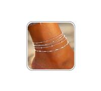 Silver Cavigliera Sottile Catena D'argento Bracciale Cavigliera A Strati Set Estate Spiaggia Cavigliera Bracciale Perline Cavigliera Perline Bracciale Cavigliera Boho Donne E Ragazze
