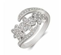 Silver Color Crystal Flowers Open Women's Ring Trendy Copper Ring Jewelry Wedding Party Adjustable Accessories Nice processing