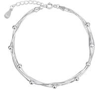 Silver, ，Crystal Bangle Bracelets for Silver for Women,Women 925 Silver Adjustable Multi-Layer Bangle Exquisite Snake Chain Sterl