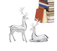 Silver Deer Decor - 2 statuette in resina elettrolitica moderna Holiday Sculpture Set | Christmas Table Centerpiece Living Room Bedroom Display, Elegant Home Decoration Ornament
