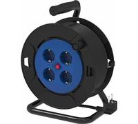 SILVER ELECTRONICS 8822 Avvolgicavo Metri con 4 Prese, Nero, 25 Metros