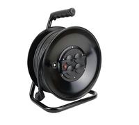 Silver Electronics - Avvolgicavo professionale 30 m, IP44, 4 prese Schuko con messa a terra, cavo 100% rame H05VV-F 3G2,5 mm², 16 A, 3600 W srotolato, tamburo metallico nero