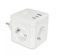 Silver Electronics - Cubo multipresa E-Block 3 prese + interruttore, 2 USB-A + 1 USB-C, Smart WiFi e Bluetooth con misuratore di consumo, protezione IP20 contro le sovratensioni