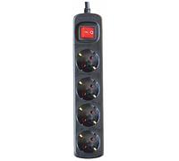 Silver Electronics - Presa multipla con 4 prese con interruttore, nero, 4 prese, cavo da 1,5 metri, protezione per bambini, presa di terra, con protezione da sovratensioni