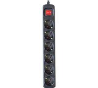 SILVER ELECTRONICS - Presa multipla con 6 prese con interruttore, nero, 6 prese, cavo da 1,5 metri, protezione per bambini, presa di terra, con protezione da sovratensioni