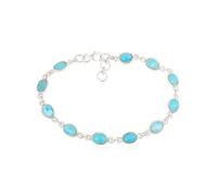 Silver Eternity Larimar - Bracciale in argento Sterling 925 da 19,1 cm, ovale, realizzato a mano, in argento Sterling, 19,1 cm, One Size, Pietra Nichel Metallo Argento sterling Argento, Larimar
