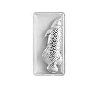 Silver Fish Statue - Metal Animal Sculpture, Decorative Figurine Ornament, Miniature Collectible Display Piece | Elegant Home Office Tabletop Decoration, Artistic Desk Accent for Shelf Styling Display