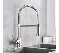 Silver Gray Kitchen Sink Faucet One Handle Spring Hot And Cold Water Tap Deck Mounted Bathroom Matte Black Kitchen Crane,Brushed Grey Pipe