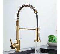 Silver Gray Kitchen Sink Faucet One Handle Spring Hot And Cold Water Tap Deck Mounted Bathroom Matte Black Kitchen Crane,Brushed Gold