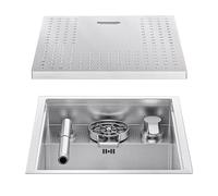Silver Kitchen Stainless Steel with Cover Bar Hidden Liftable And Pull-out Faucet Complete Accessories(48x38x21cm)