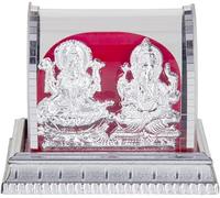 Silver Lord Ganesh & Maa Lakshmi - Idolo in acrilico, Dio indù Ganpathi e Dea Laxmi Pooja Mandir/tabella da ufficio