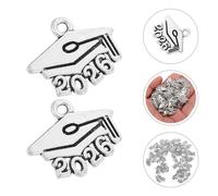 Silver Metal Alloy Graduation Cap Charms Durable Decorative Tassel Pendants