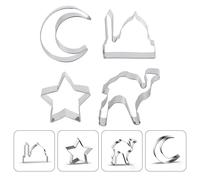 Silver Metal Cookie Cutters Moon Star Camel Shapes Reusable Biscuit Mold Set
