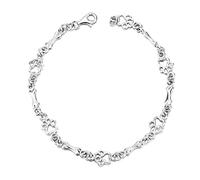 Silver Mountain argento 925 della zampa del cane e ossa fascino braccialetti di collegamento, 19 cm