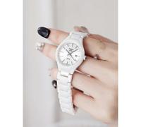 (Silver needle luminous) White ceramic women's watch simple temperament Banmo