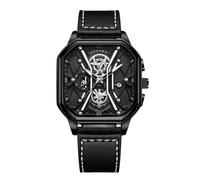 (Silver Needle) Nuovo orologio da uomo quadrato alla moda con quadrante a doppio strato, orologio da