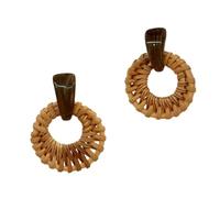 Silver Needle Rattan Woven Round Earrings with A Light Luxury and High-end feel, Earrings with Women's Vacation Style, Fashionable and Versatile, Niche Design