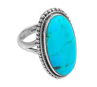 Silver Palace Anello in argento sterling 925 con gambo diviso in turchese naturale per le donne, Metallo Metallo Gemma, Turchese