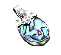Silver Palace Ciondolo antico fatto a mano in argento sterling 925 conchiglia naturale abalone per le donne & ls, Metallo Pietra preziosa Metallo, conchiglia di abalone