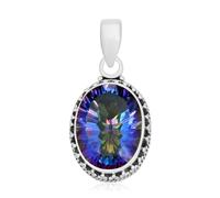 Silver Palace Ciondolo in Argento Sterling con Topazio Mistico Naturale per Donna e Ragazza