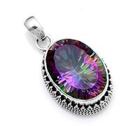 Silver Palace Pendenti con topazio mistico naturale in argento sterling 925 per donna e ragazza