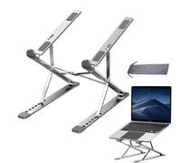 (Silver)Portable Laptop Stand for Desk, Lightweight Aluminum Double Layer Foldable Height&Angle Adjustable Ergonomic