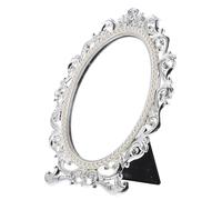 Silver Retro Style Tabletop Mirror Zinc Alloy Durable Makeup Vanity