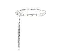 Silver Single Layer Waist Chain Women's Rectangular Ring Buckle Chain Universal Matching Jeans