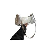 (Silver) Stylish and Unique Women's Fashion Underarm Bag Durable PU Handbag Perfect for Daily Use Work and Dates White